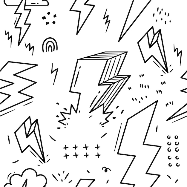 El patrón sin costuras de Thunderbolt Doodle