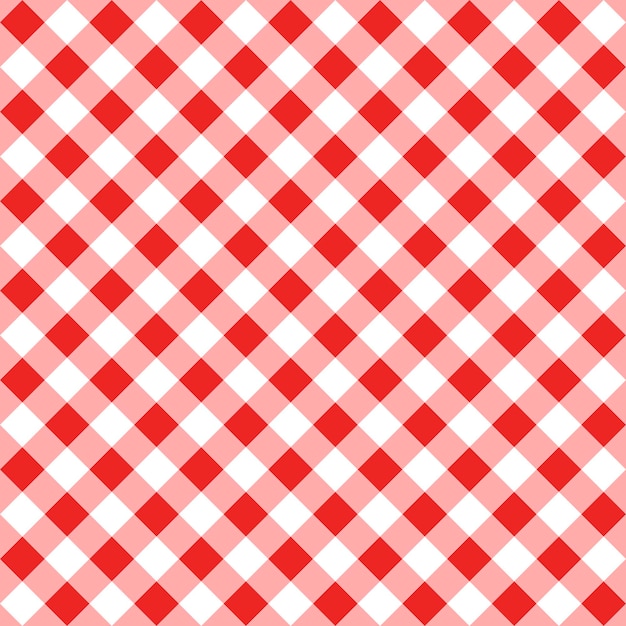 Patrón sin costuras tradicional de gingham rojo diagonal Textura de rombo o cuadrado
