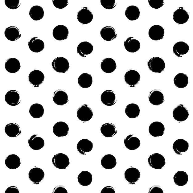 Patrón sin costuras de trazos abstractos de círculo negro sobre un fondo blanco