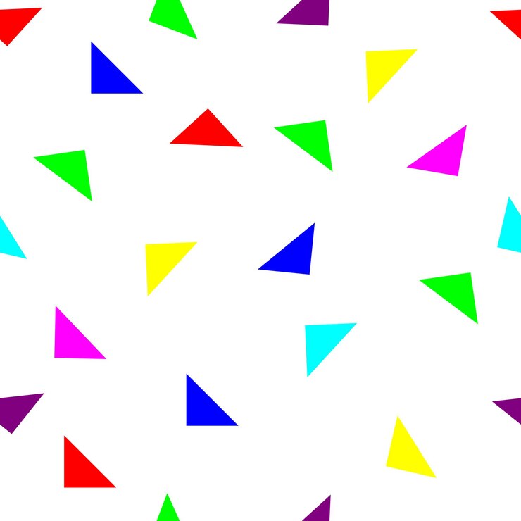 Vector patrón sin costuras con triángulos de colores sobre fondo blanco. patrón geométrico sin costuras.