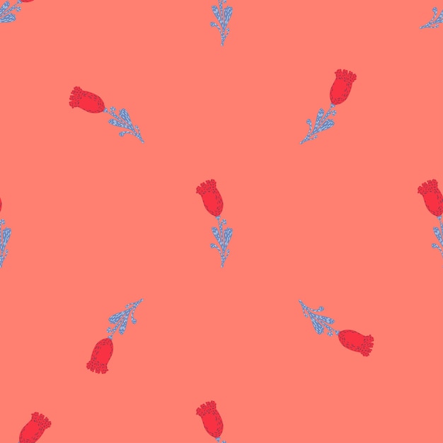 Vector patrón sin costuras de tulipanes. lindo fondo de flores dibujadas a mano. textura repetida en estilo garabato para papel de regalo de tela, papel tapiz, tejido. ilustración vectorial