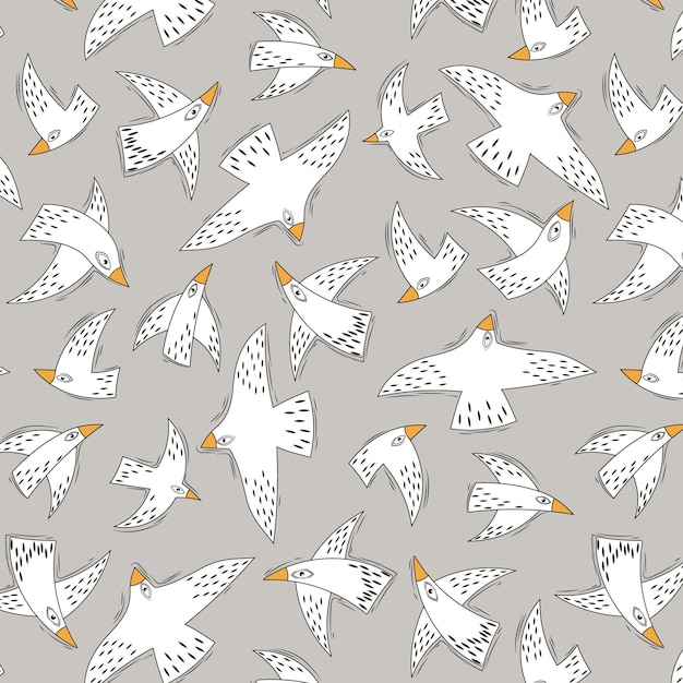 Patrón sin costuras con vector de aves voladoras