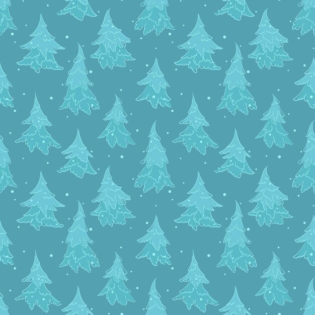 Patrón sin costuras de vector creativo azul con árboles de Navidad