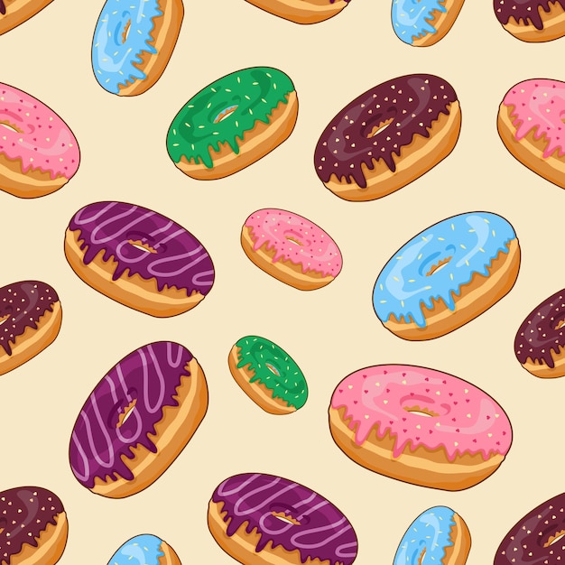 El patrón sin costuras del vector de las rosquillas lindas