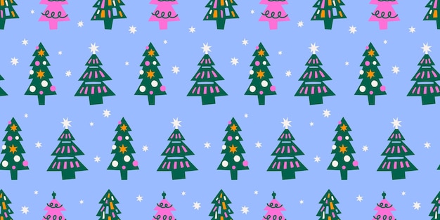 Patrón sin costuras vectorial con árboles de Navidad Diseño de papel de embalaje para las vacaciones de invierno