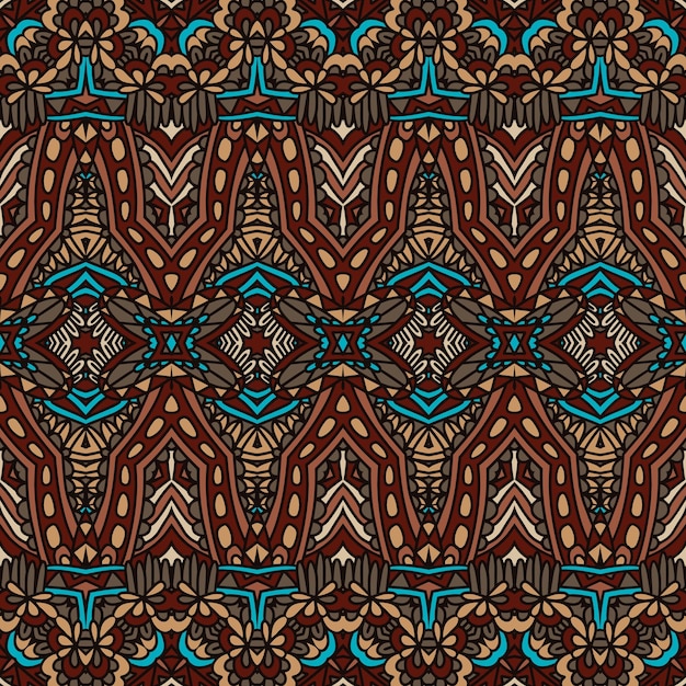Patrón sin costuras vectorial arte africano batik ikat estampado étnico diseño de tela vintage