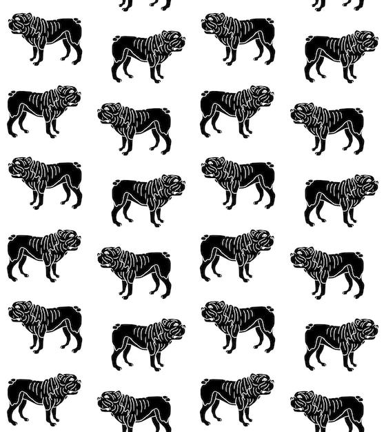 Patrón sin costuras vectorial del bulldog americano