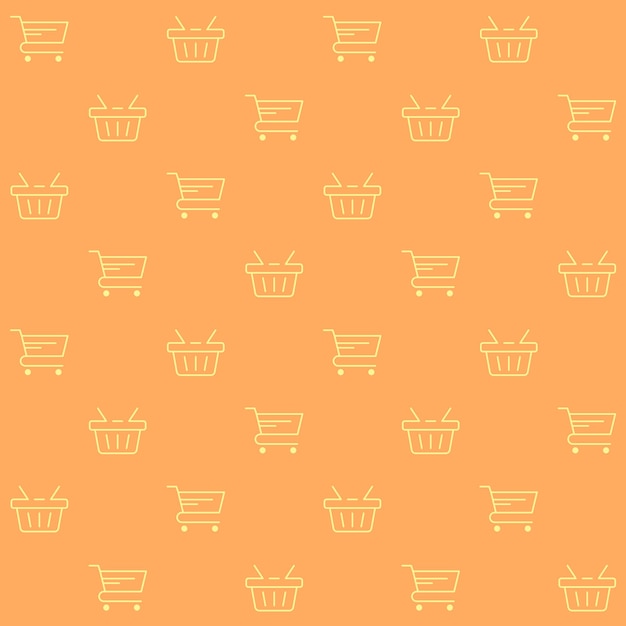 Patrón sin costuras vectorial del carrito y la canasta de compras