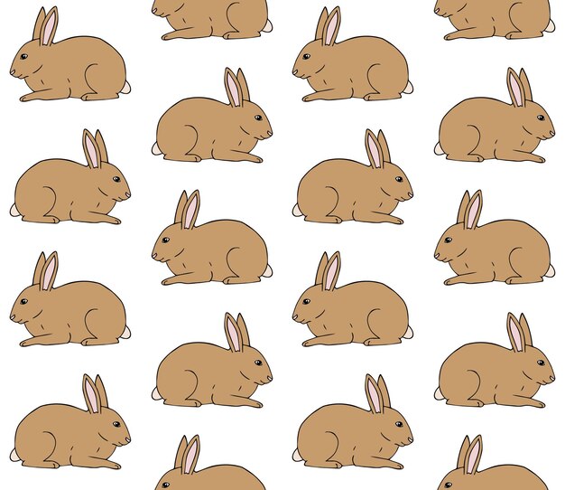 Patrón sin costuras vectorial de conejo dibujado a mano