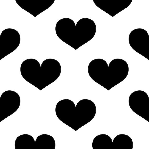Patrón sin costuras vectorial con corazones negros Empaque de embalaje en estilo plano Día de San Valentín