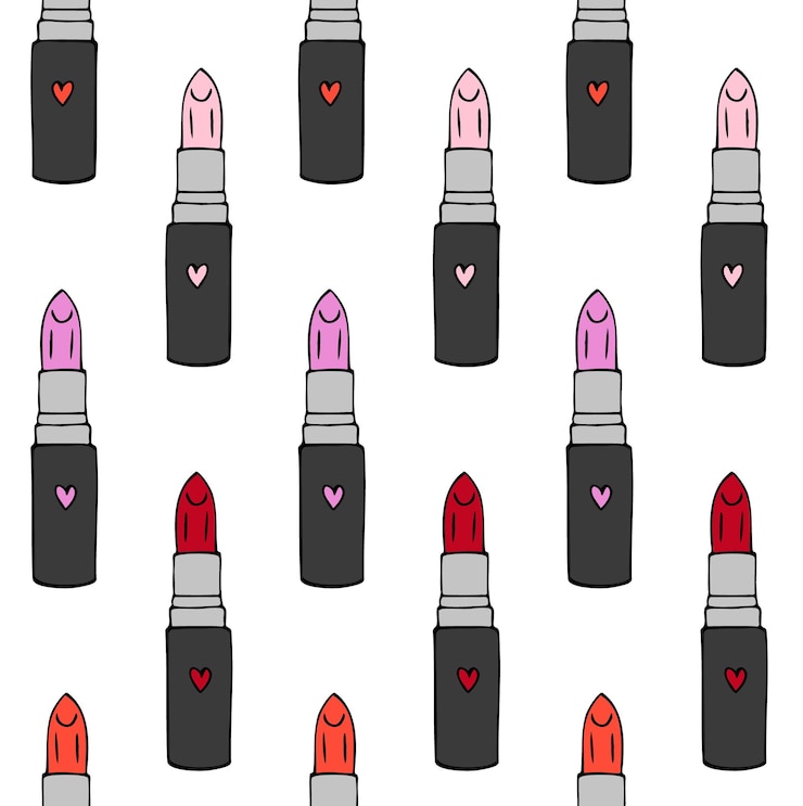 Vector patrón sin costuras vectorial de diferentes lápices de labios
