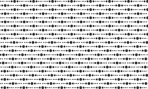 Patrón sin costuras vectorial con diferentes tamaños de puntos de fondo de punto polca de medio tono blanco y negro