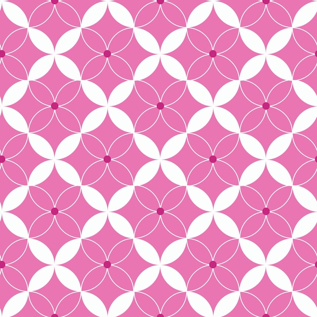 Patrón sin costuras vectorial con elementos abstractos blancos sobre un fondo rosado