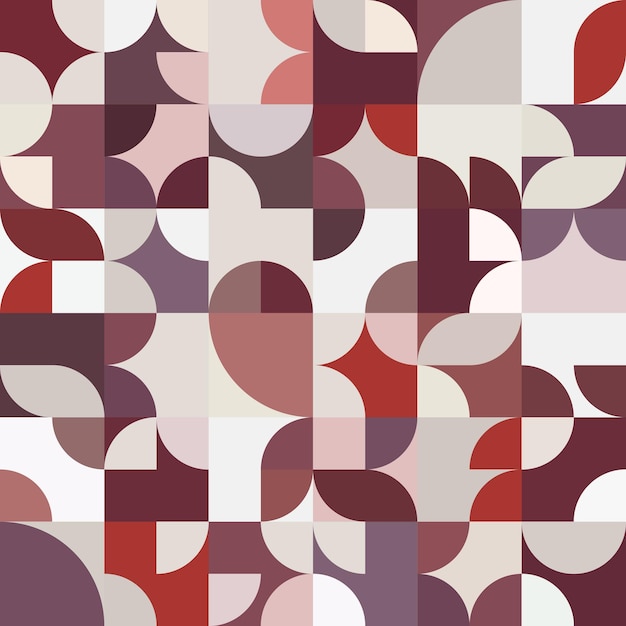 patrón sin costuras vectorial en estilo bauhaus en colores blanco rojo y rosa