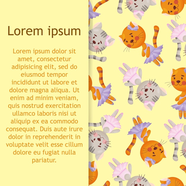 Patrón sin costuras vectorial en estilo infantil con una bailarina gato Ilustración vectorial