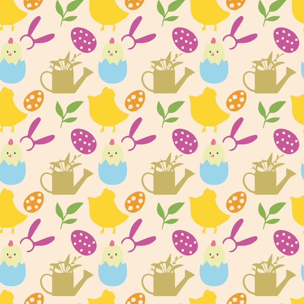 Patrón sin costuras vectorial Feliz Pascua Pascua Conejo cáscara de huevo decorado flor de huewo