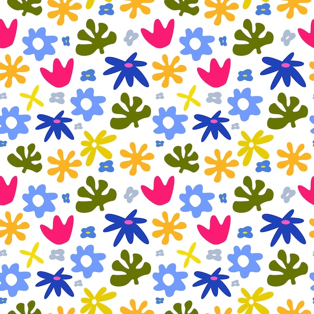 Patrón sin costuras vectorial floral Elementos de hojas de flores abstractas Diseño de patrones para impresiones decoración