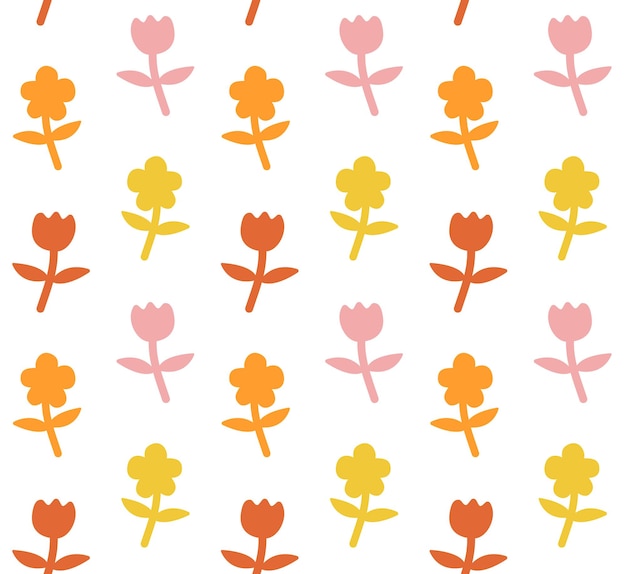 Patrón sin costuras vectorial de flores de diferentes colores