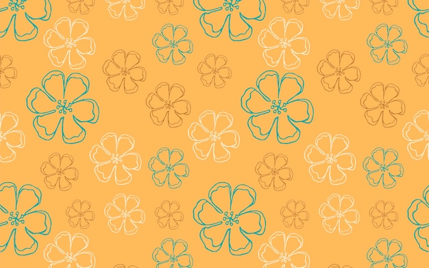 Patrón sin costuras vectorial Flores de manzanos en un fondo beige