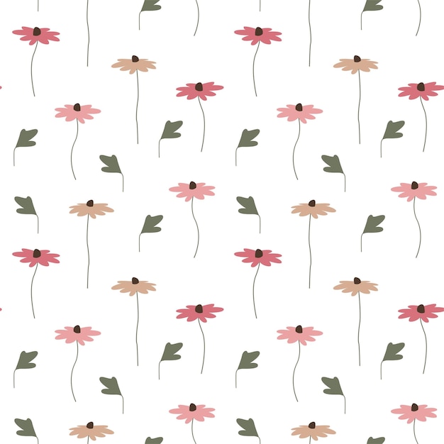 Patrón sin costuras vectorial con flores tiernas