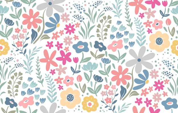 Patrón sin costuras vectorial Fondo floral de primavera de Pascua en colores pastel