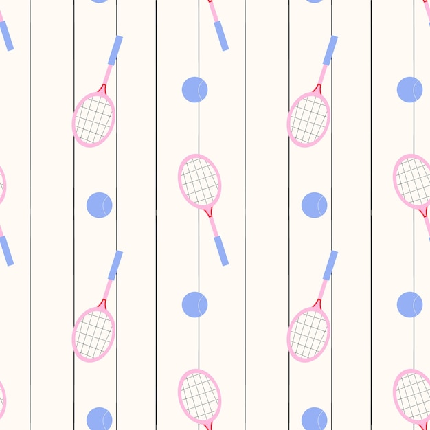 Patrón sin costuras vectorial de garabateo de tenis en fondo beige