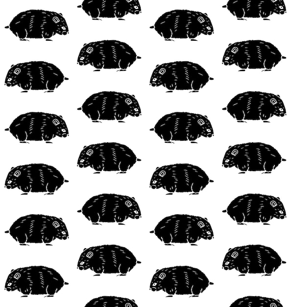 Patrón sin costuras vectorial de hámster negro