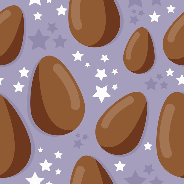 Patrón sin costuras vectorial con huevos de Pascua de chocolate que caen