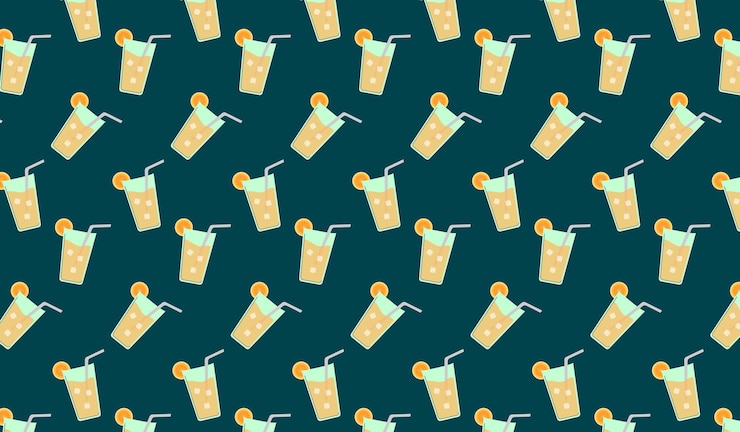 Patrón sin costuras vectorial con iconos de artículos de bebidas