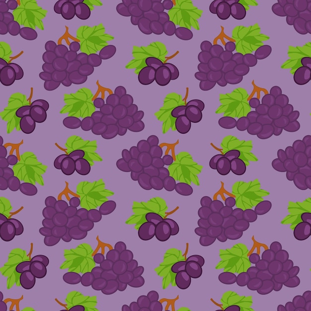 Patrón sin costuras vectorial con ilustración de uvas Bayas de jugo brillantes Ilustración utilizada para la revista
