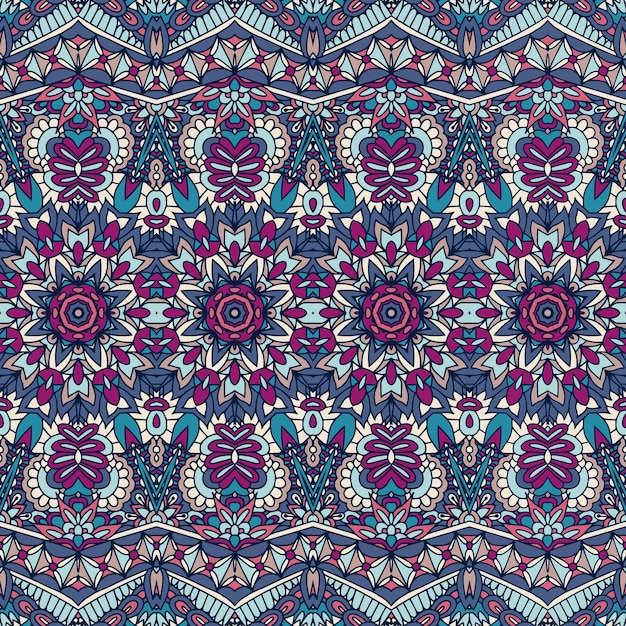 Patrón sin costuras vectorial Impresión étnica de colores brillantes diseño ornamental Boho dibujos de fondo vintage