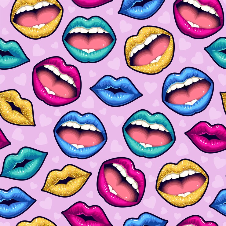Vector patrón sin costuras vectorial con labios sexy de varios colores