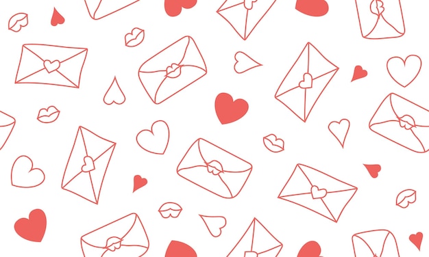 Patrón sin costuras vectorial con letras de amor en estilo doodle Imagen para papel tapiz para el Día de San Valentín