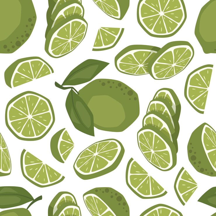 Vector patrón sin costuras vectorial con limas sobre fondo blanco