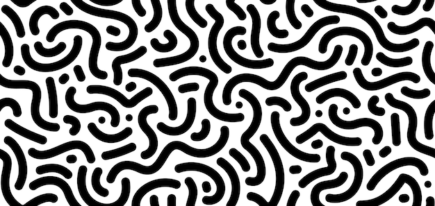 Patrón sin costuras vectorial con líneas en negrita garabateadas Fondo de garabateo abstracto en blanco y negro