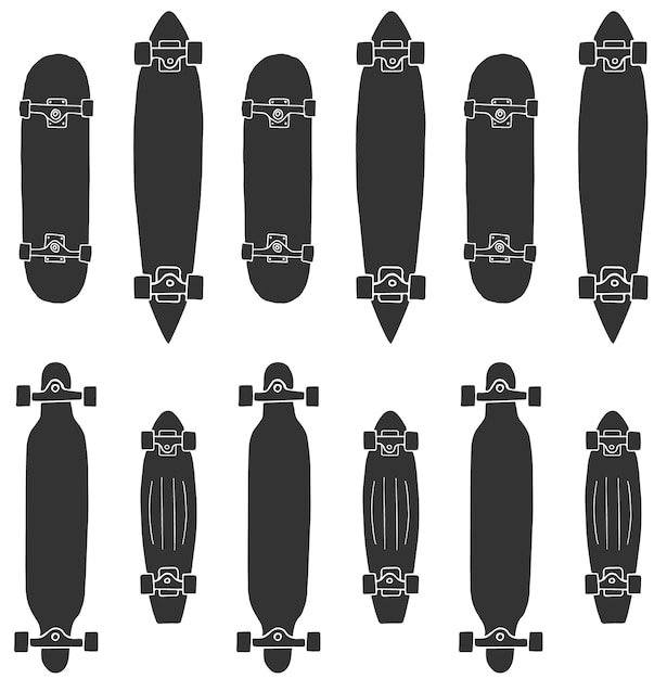 Patrón sin costuras vectorial de patineta dibujada a mano