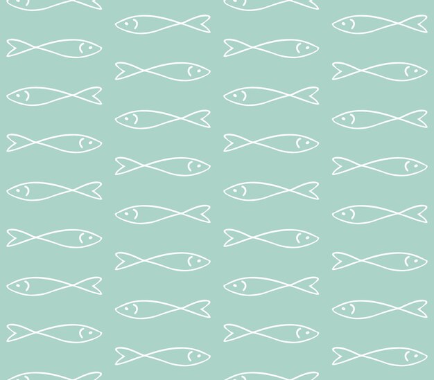 Patrón sin costuras vectorial de peces dibujados a mano