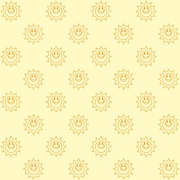 El patrón sin costuras vectorial del personaje de Cute Smiling Sun