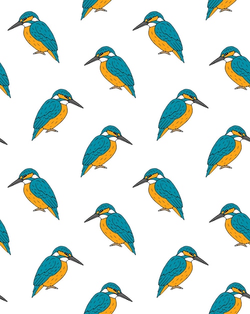 Patrón sin costuras vectorial de pescador dibujado a mano