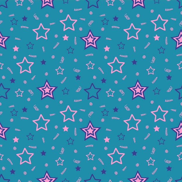 Un patrón sin costuras vectorial rosa con estrellas dibujadas a mano