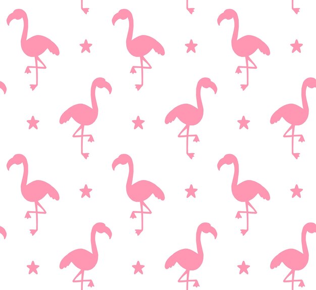 Patrón sin costuras vectorial silueta de flamenco rosado