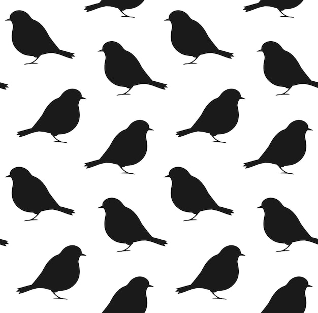 Patrón sin costuras vectorial de la silueta del pájaro petirrojo