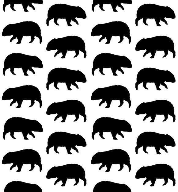 Patrón sin costuras vectorial de la silueta del wombat