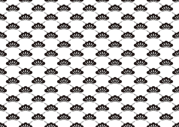 Patrón Sin Costuras Vectorial Con Símbolos De Pino Vintage Japonés Repetibles Horizontal Y Verticalmente