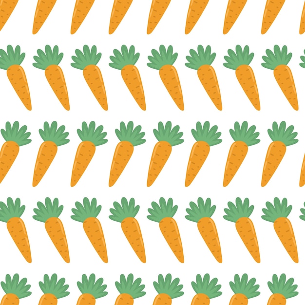 Vector patrón sin costuras vectorial con simpáticas zanahorias naranjas papel tapiz con zanahorias ilustración de alimentos