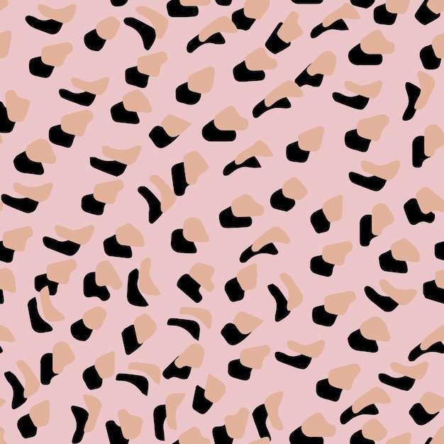 Patrón de costuras vectoriales de piel de leopardo abstracto manchas y fondos de pincel irregular Impresión de piel de animal salvaje abstracto Diseño geométrico irregular simple