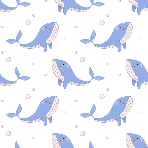 Patrón sin costuras de verano mundo marino niño ballena