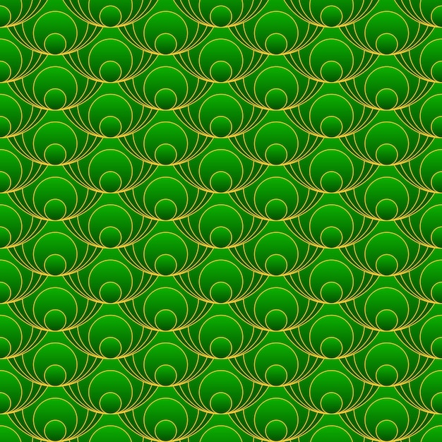 Patrón sin costuras verde esmeralda y dorado Fondo con rondas mezcladas Patrón geométrico de contorno