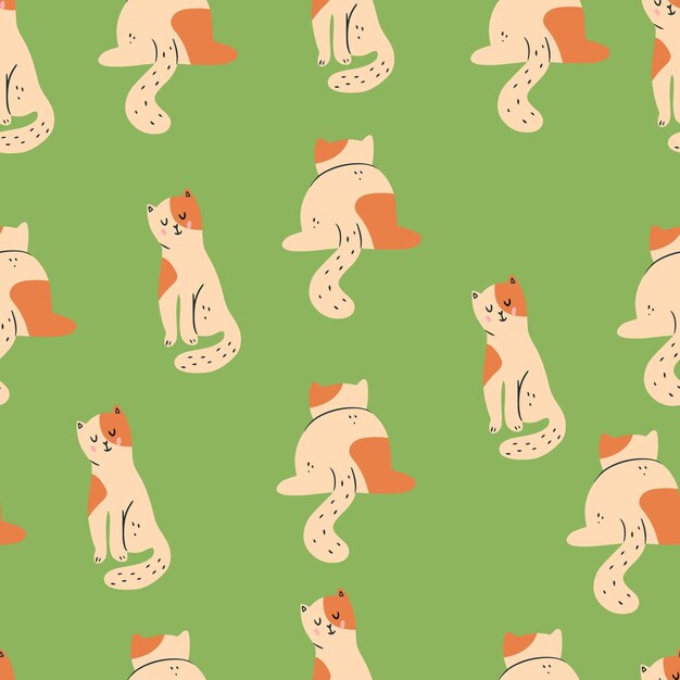 Patrón sin costuras verde gato