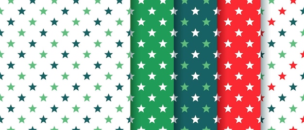 Patrón sin costuras verde rojo Fondo de vacaciones de Navidad Impresiones de Navidad con estrellas Texturas de Noel